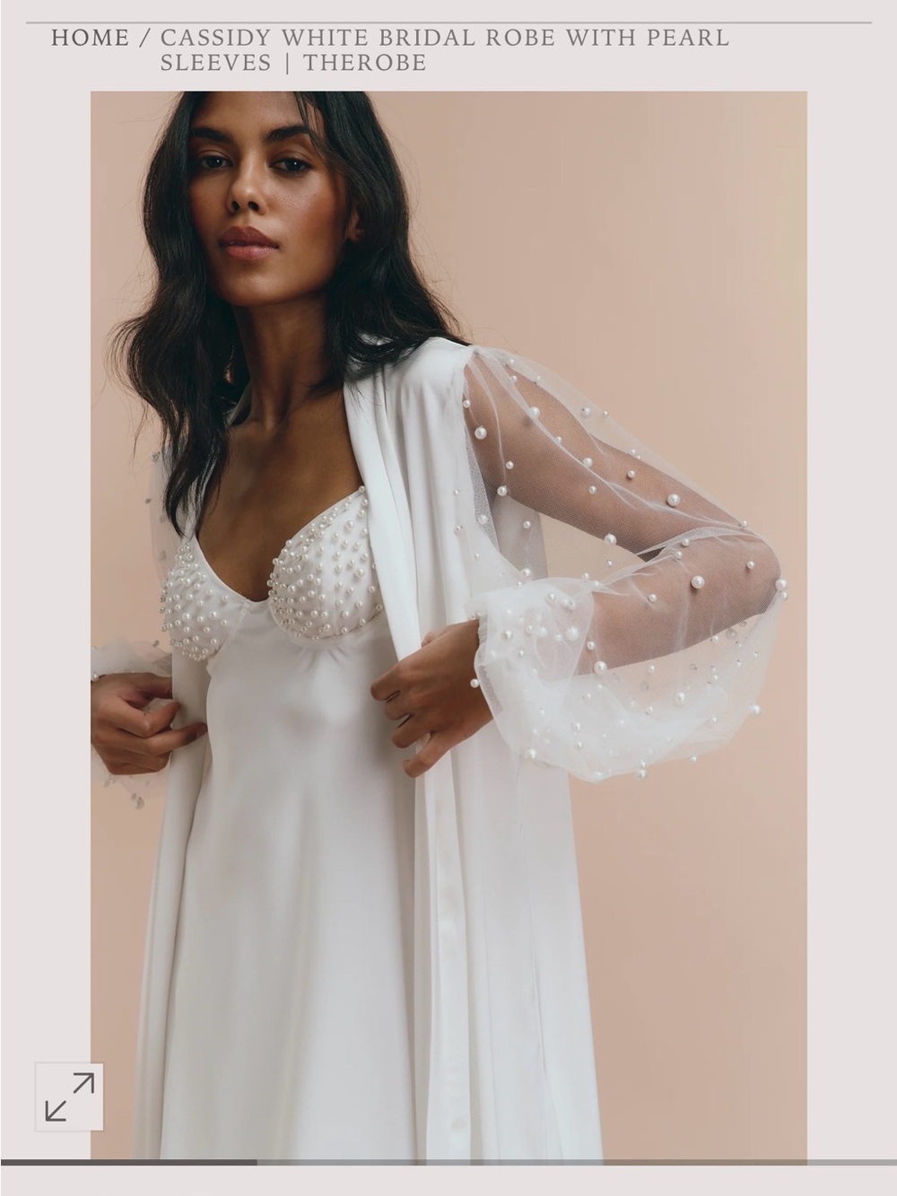 Pearl-Embellished White Bridal Robe by Therobe